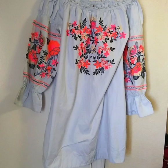 Free People Dresses & Skirts - SOLD. Free People Cotton Embroidered Floral Dress.